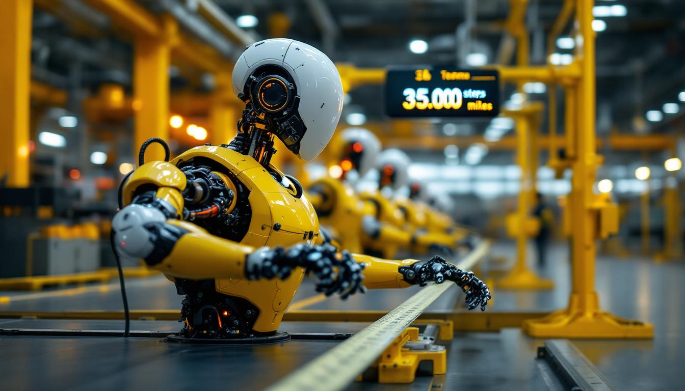 A photograph of a dynamic industrial robot in action