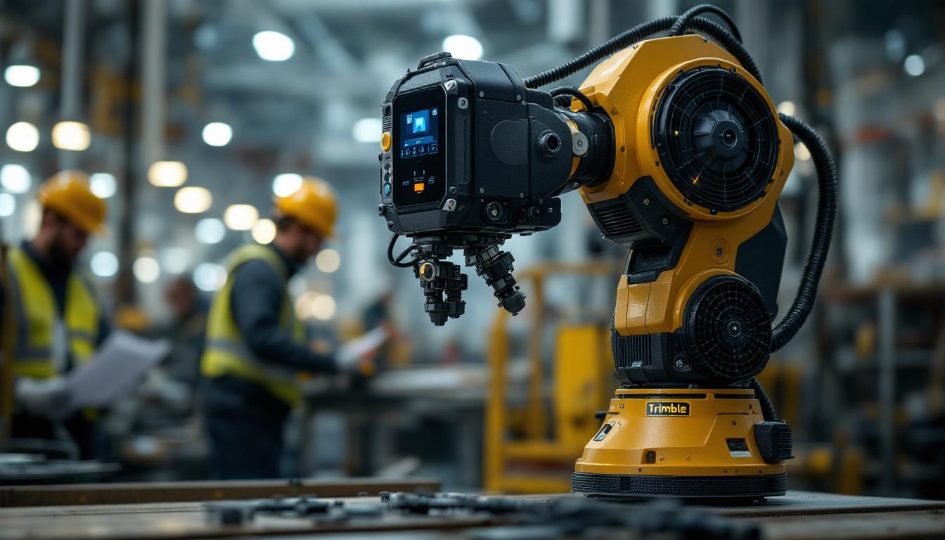 A photograph of a trimble industrial robotic device in action