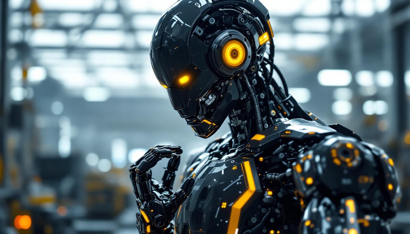 A photograph of a sleek industrial robot in action