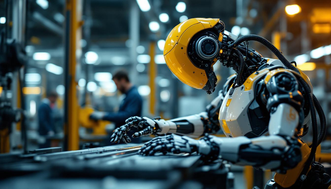 A photograph of a dynamic industrial robot in action