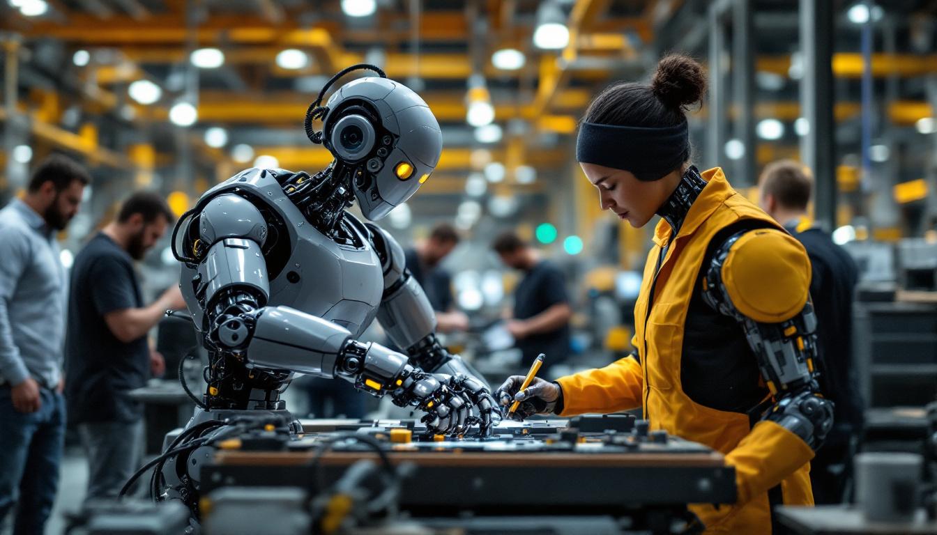 A photograph of a modern industrial robot in action