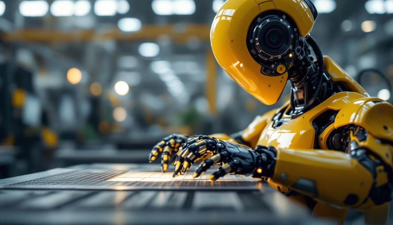 A photograph of a sleek industrial robot in action