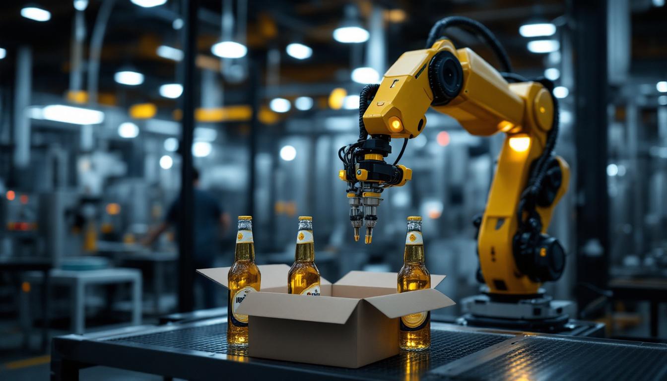 A photograph of a sleek industrial robotic arm in action