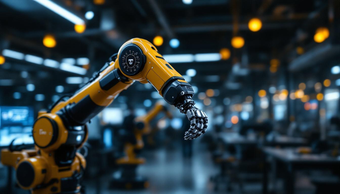 A photograph of a sleek industrial robotic arm in action