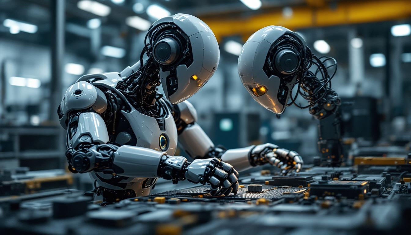 A photograph of a sleek industrial robot in action