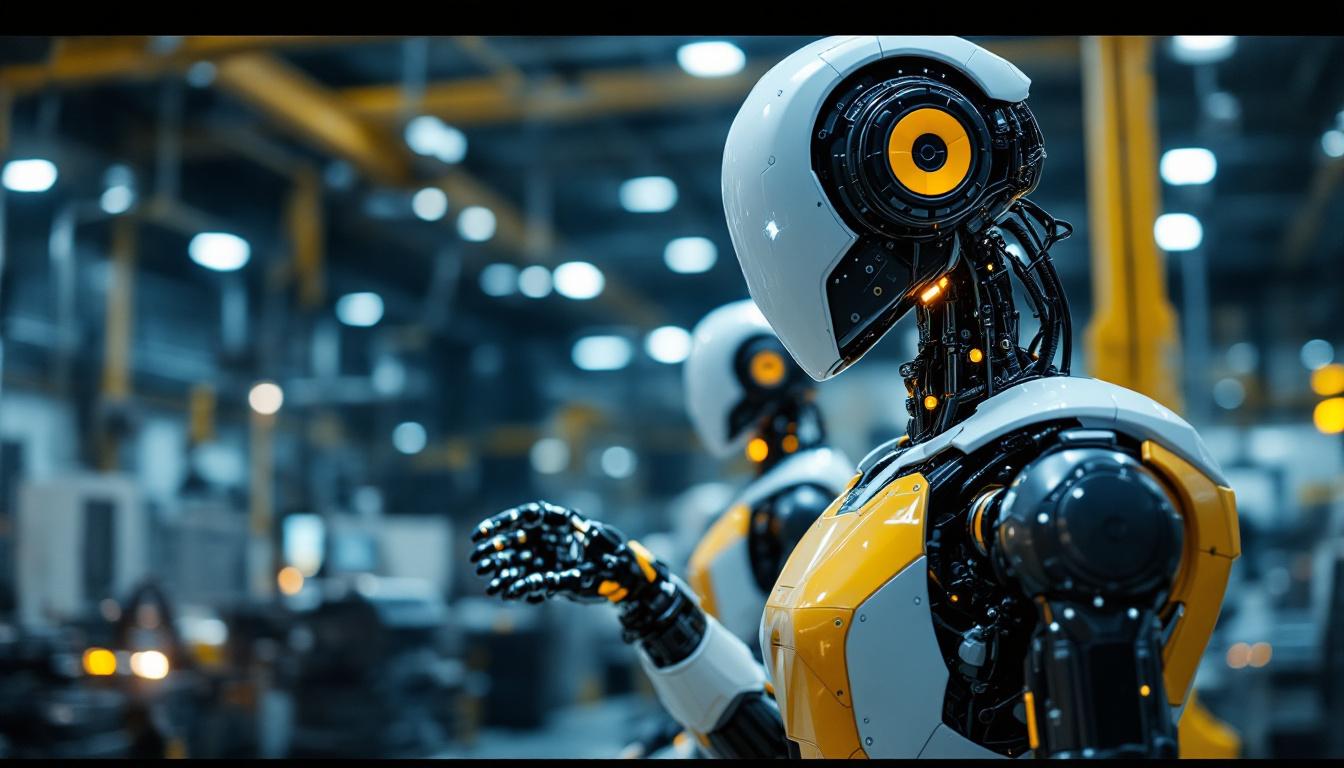 A photograph of a sleek industrial robot in action