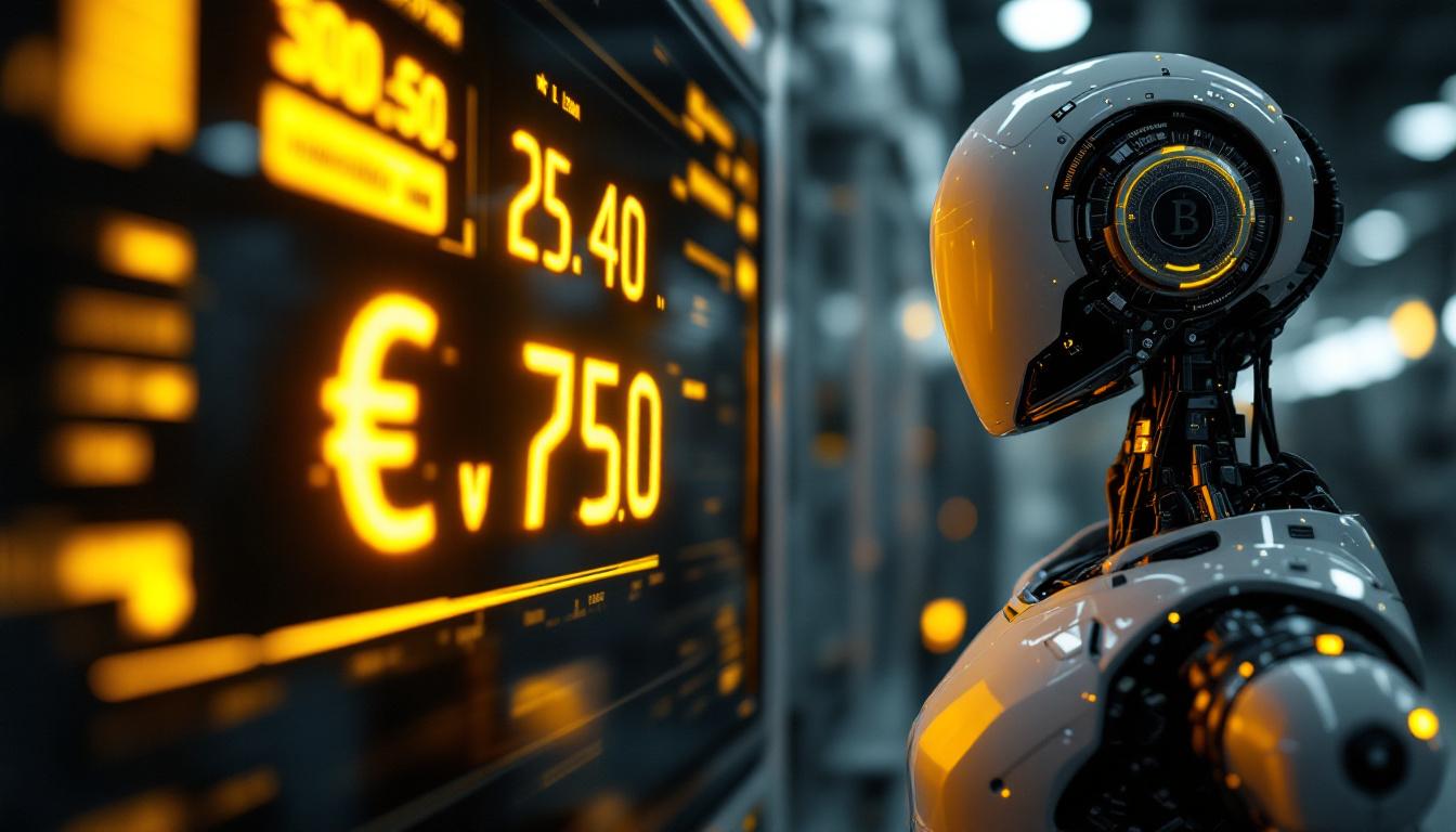 A photograph of a close-up of a digital currency exchange display showing the conversion of euros to us dollars
