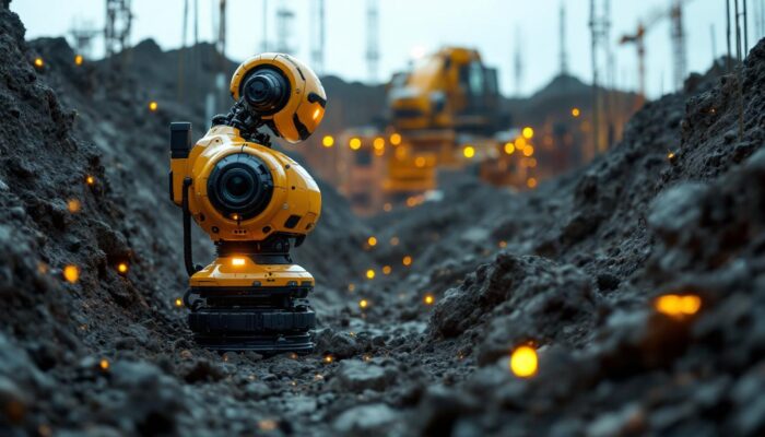 A photograph of a high-tech industrial robot equipped with a lidar sensor in action