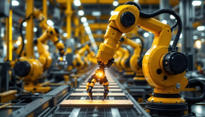 A photograph of capture a photograph of a daiichi plant facility showcasing its advanced industrial robots in action
