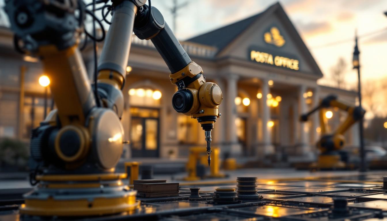 A photograph of capture a photograph of the billerica post office with a focus on its architectural features