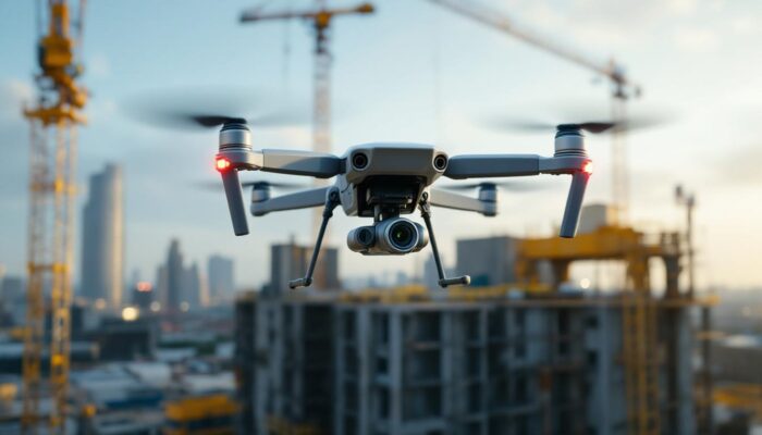A photograph of a drone in action