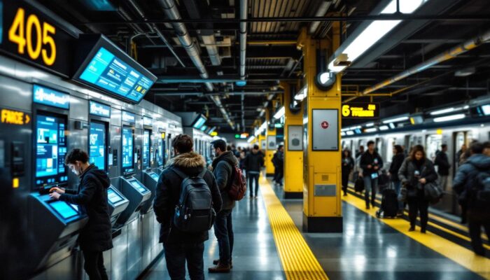 A photograph of a bustling boston subway station