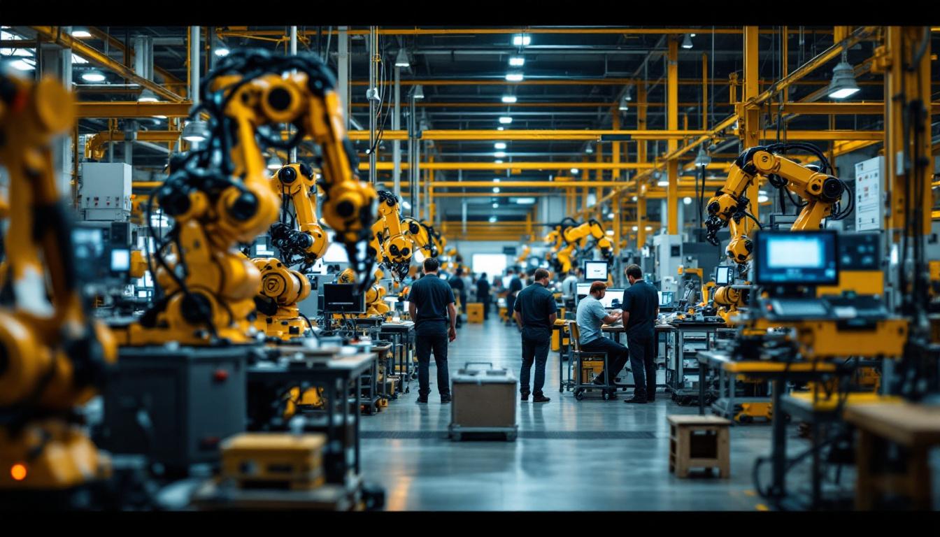 A photograph of a bustling industrial setting in boston