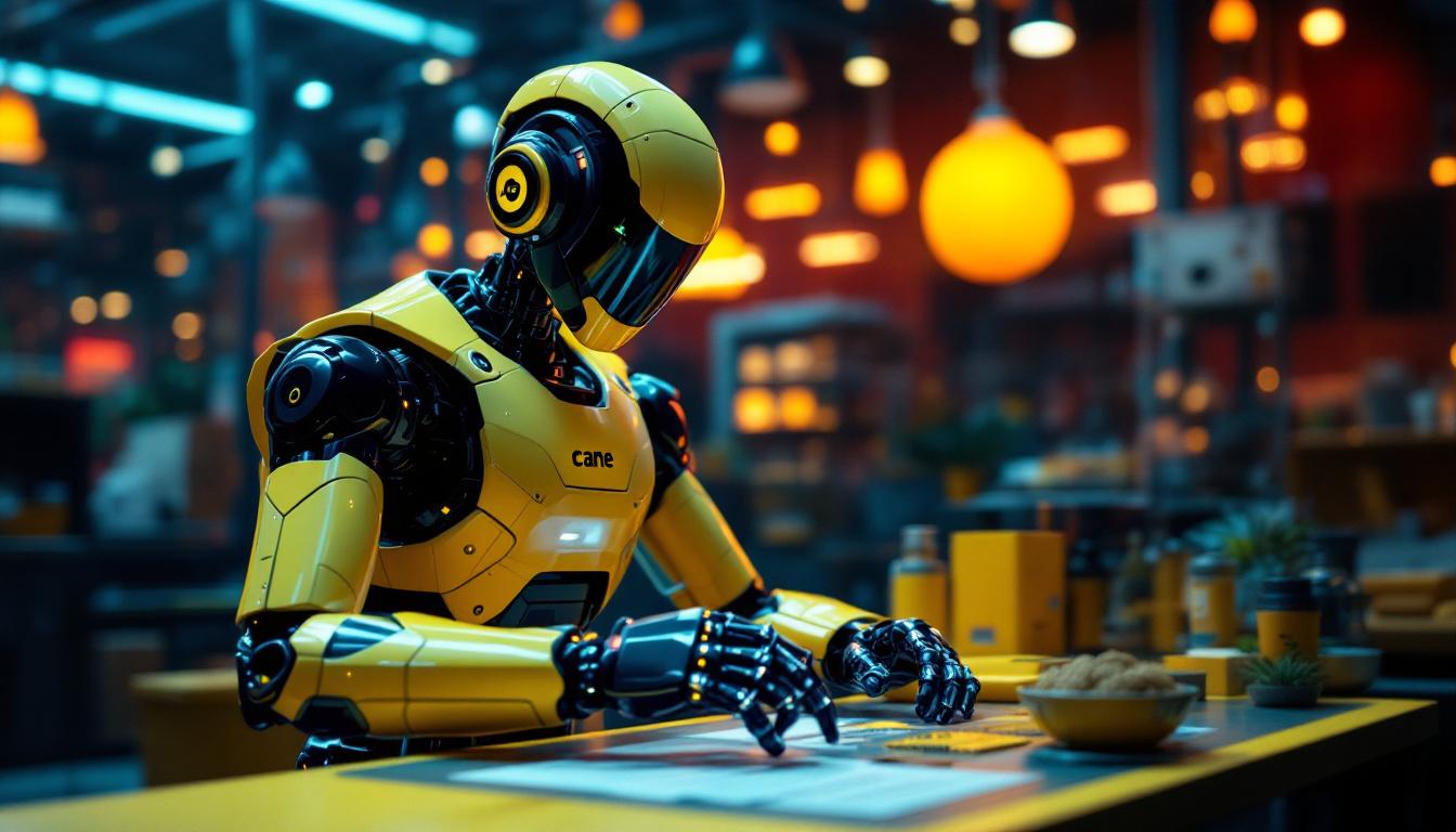 A photograph of a sleek industrial robot in action