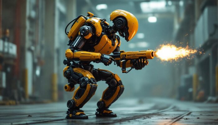 A photograph of capture a photograph of a boston dynamics robot in action