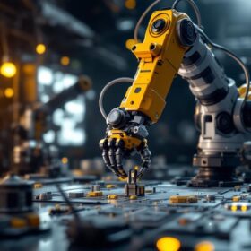 A photograph of capture a photograph of a robotic arm in action