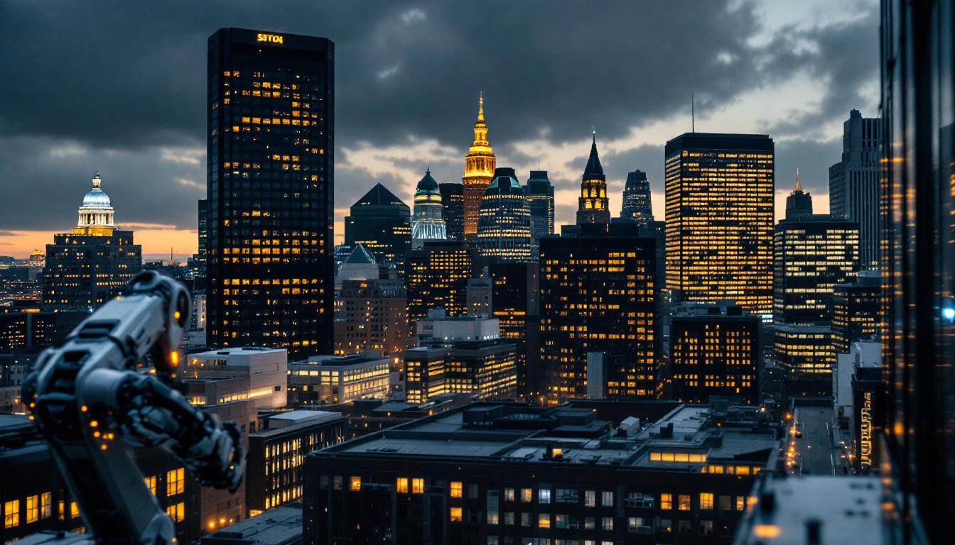 A photograph of capture a photograph of a bustling boston cityscape featuring iconic landmarks