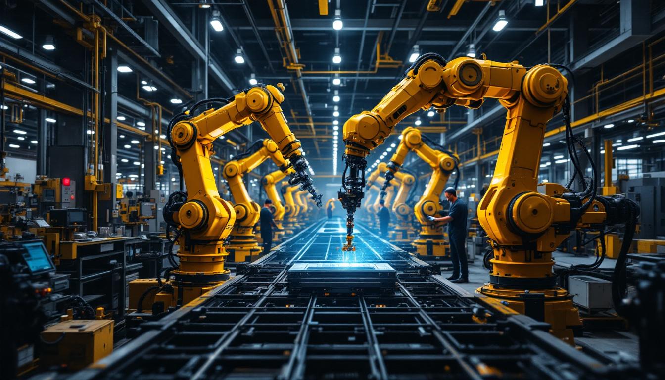 A photograph of a bustling industrial setting in boston