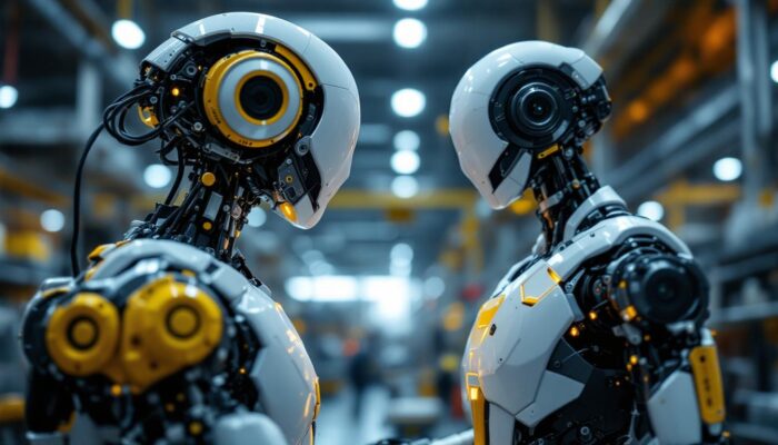 A photograph of a humanoid industrial robot in action