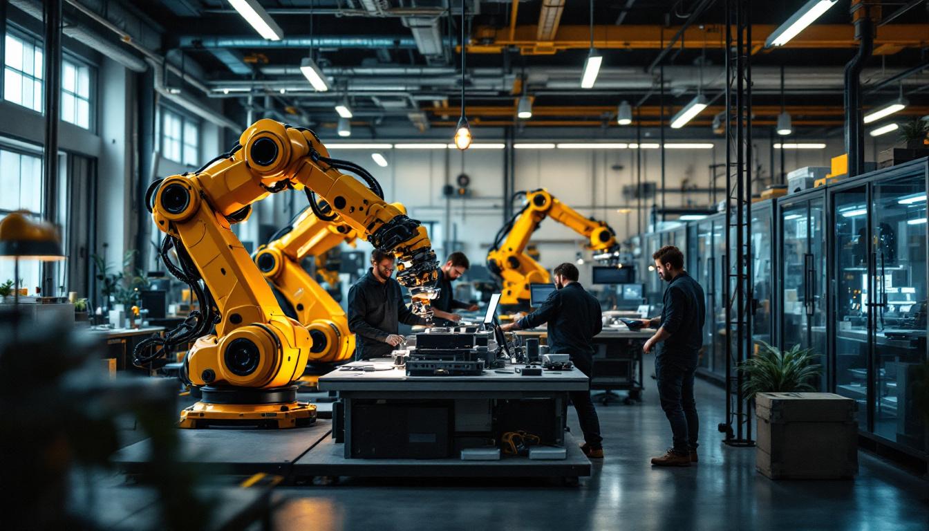 A photograph of a dynamic industrial workspace where agile methodologies are being applied