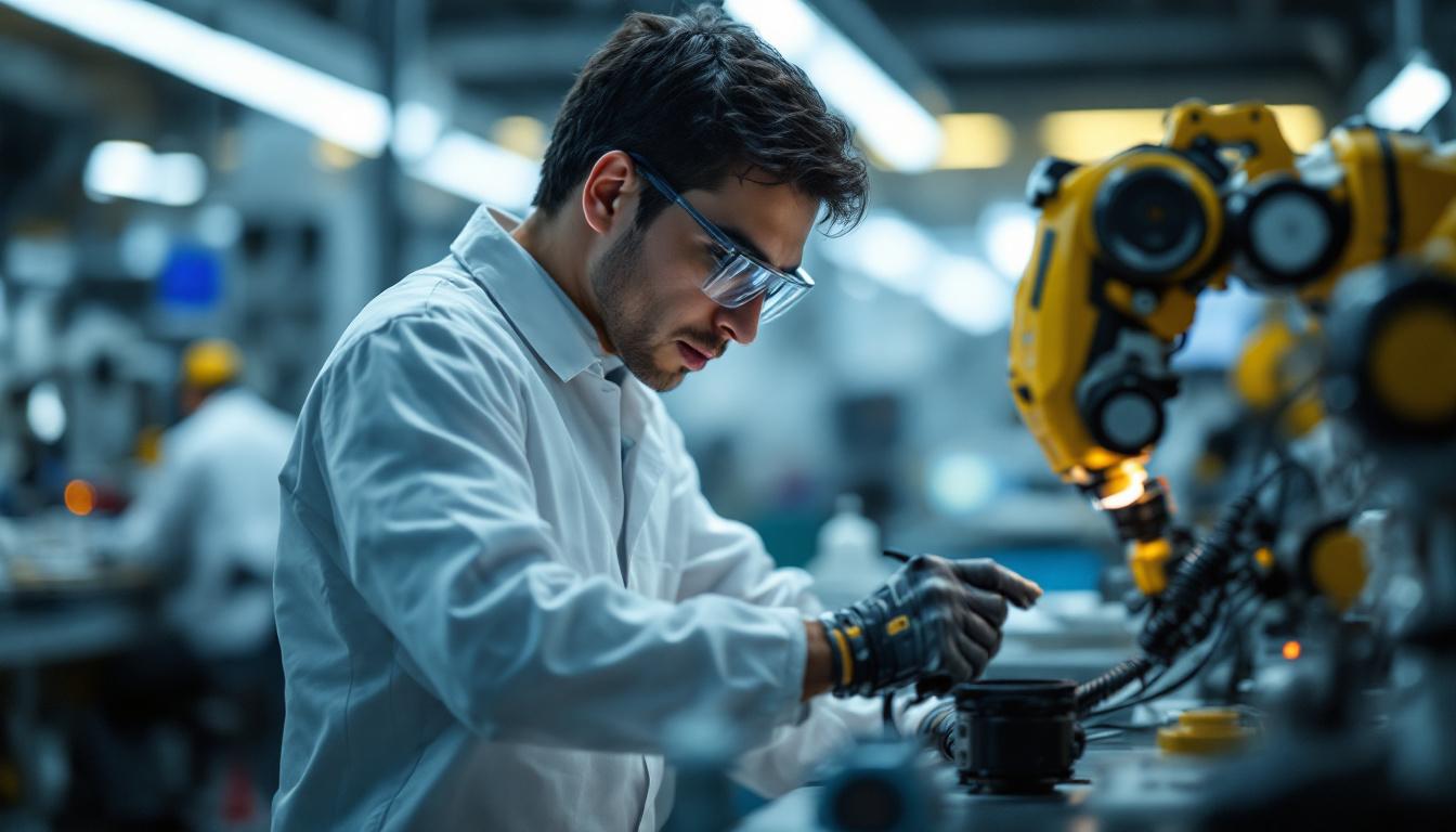 A photograph of a biomedical engineer in a lab setting