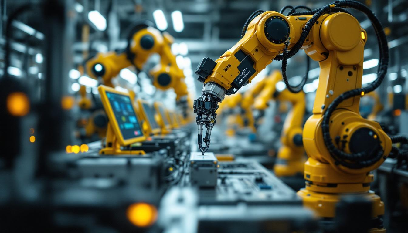 A photograph of a boston scientific facility showcasing advanced industrial robotics in action