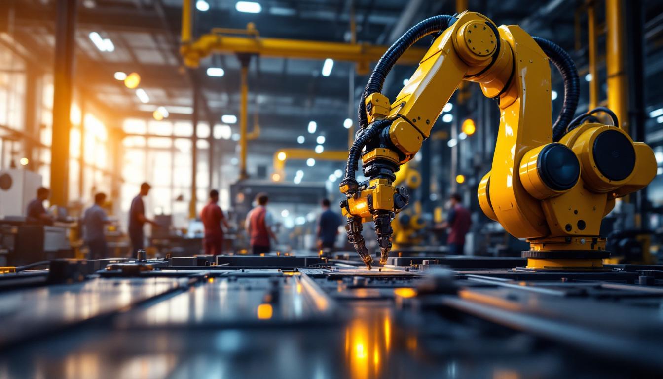 A photograph of capture a photograph of a vibrant industrial setting at max's place