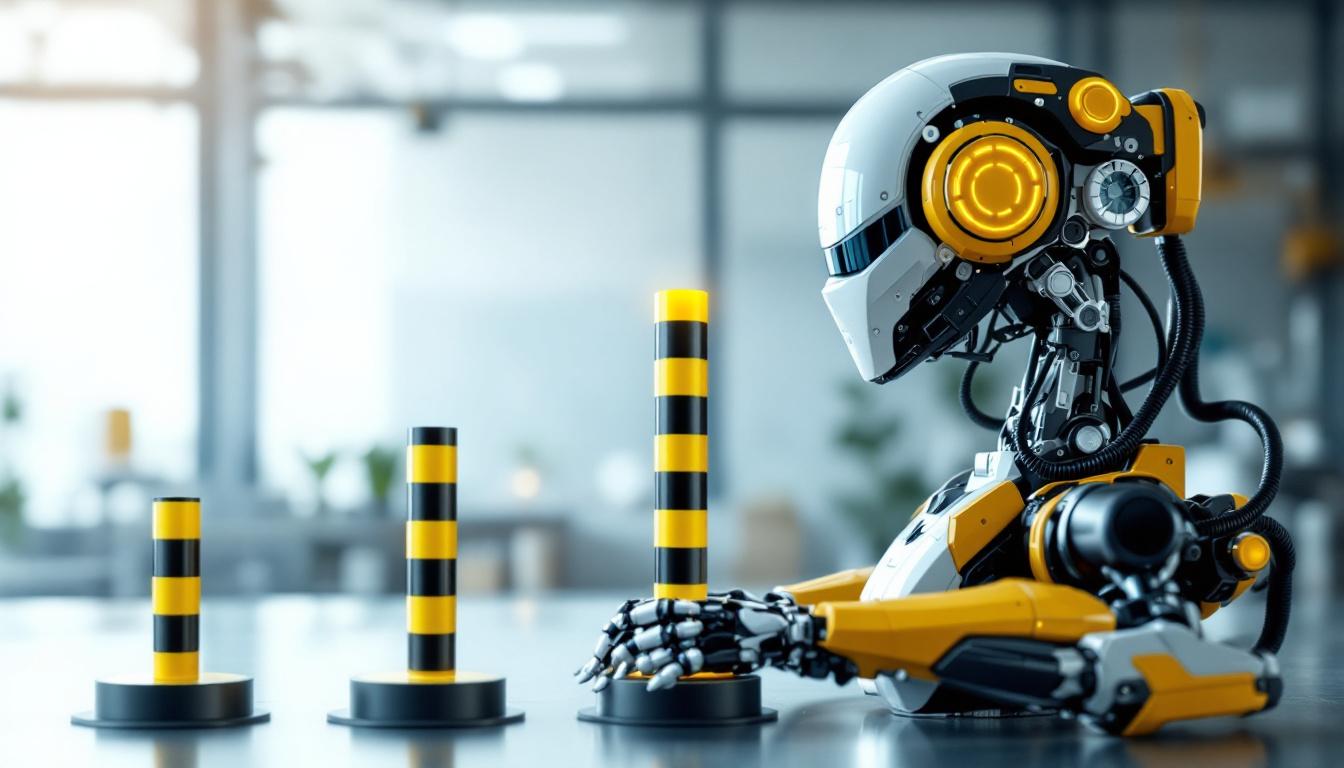 A photograph of a high-tech industrial robot equipped with advanced sensors