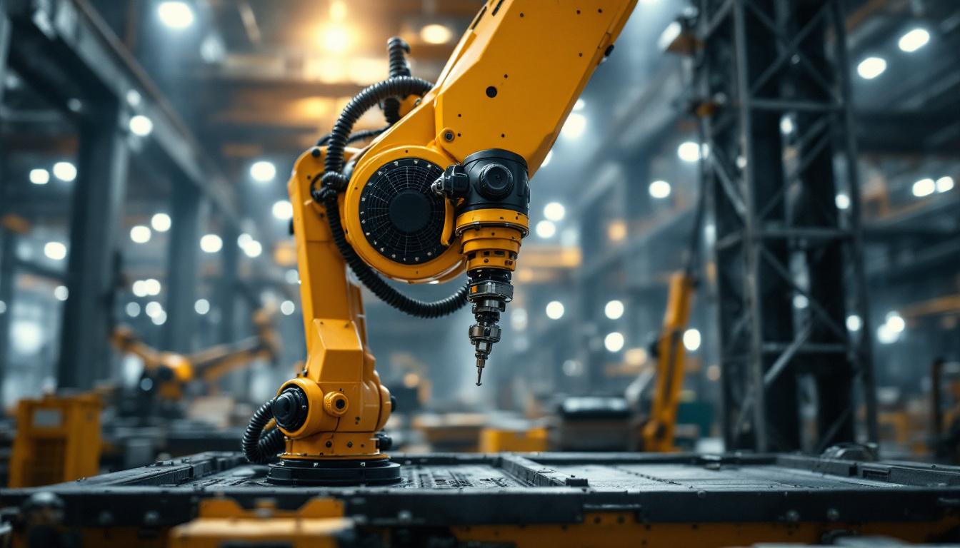 A photograph of an industrial robotic arm in action at a turner construction site in new jersey