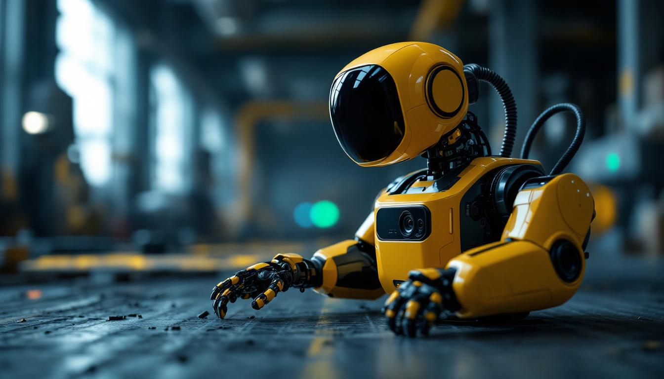 A photograph of a sleek mini camera robot in action