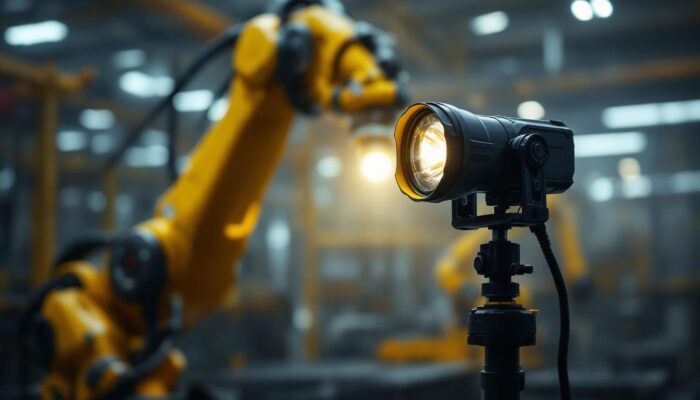 A photograph of capture a photograph of a remote control searchlight in action