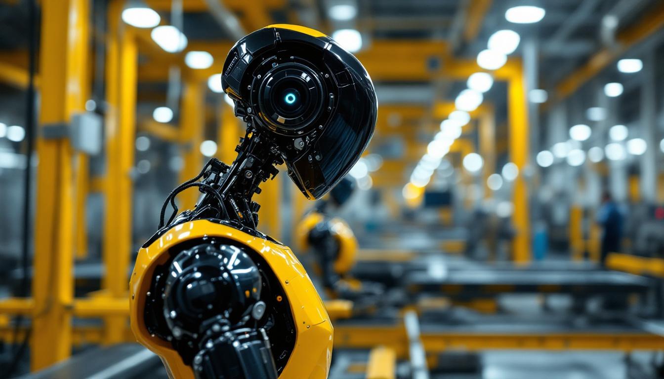 A photograph of a sleek industrial robot in action