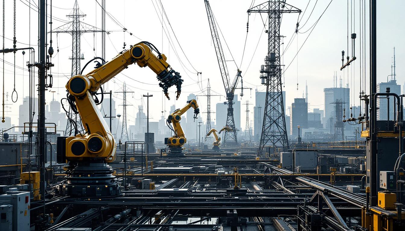 A photograph of a bustling industrial setting in boston