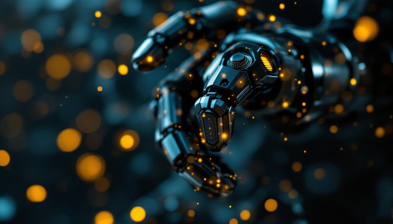 A photograph of a high-resolution close-up of a robotic arm in action