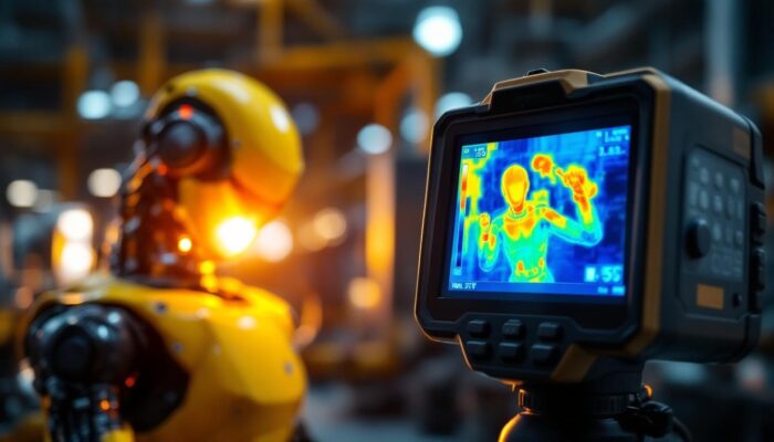 A photograph of a thermal camera in action