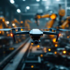 A photograph of a drone in action