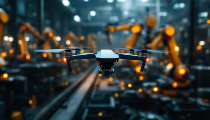 A photograph of a drone in action