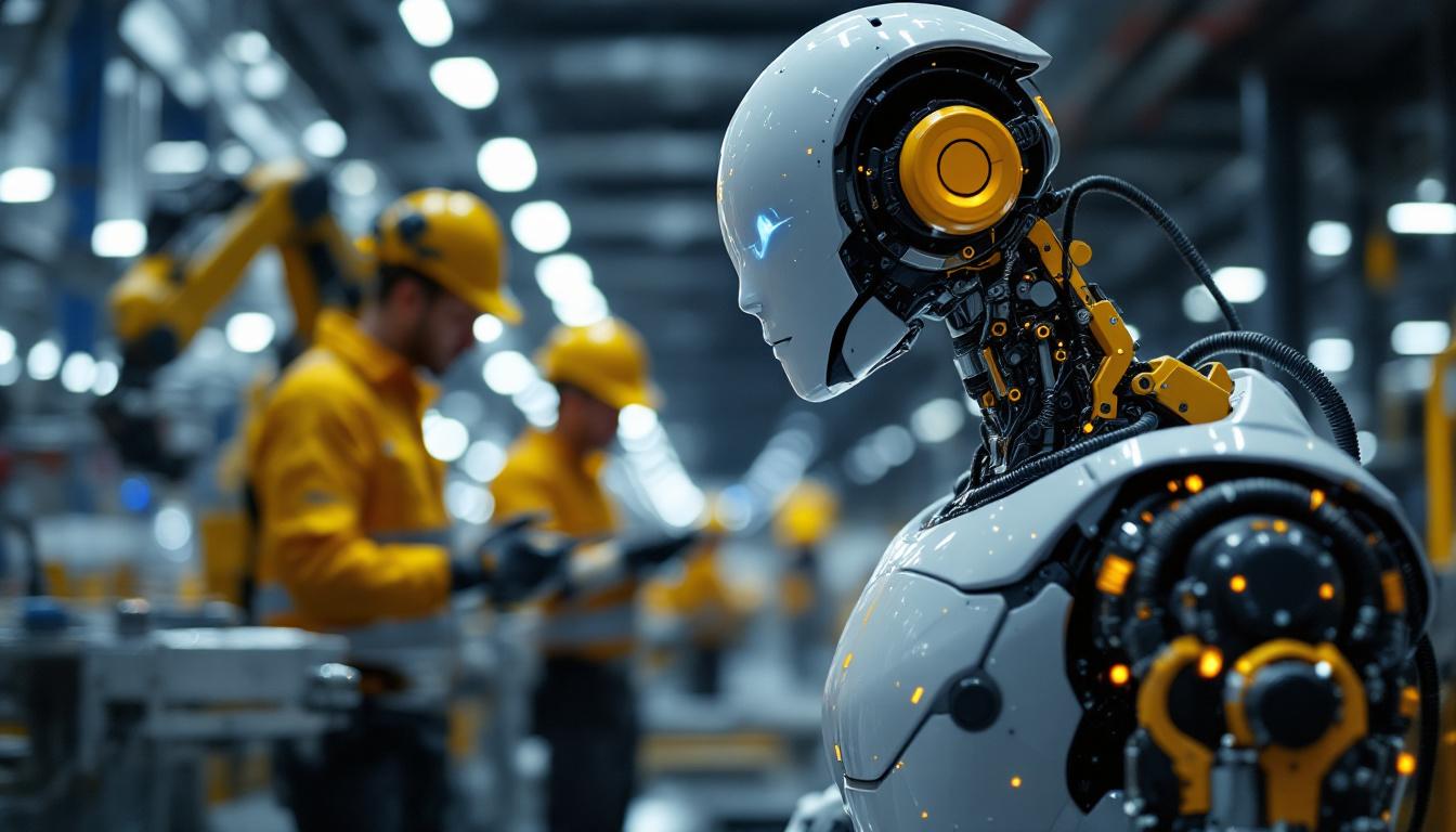 A photograph of a sleek industrial robot in action