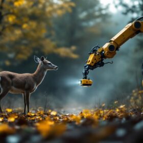 A photograph of a deer in a natural setting