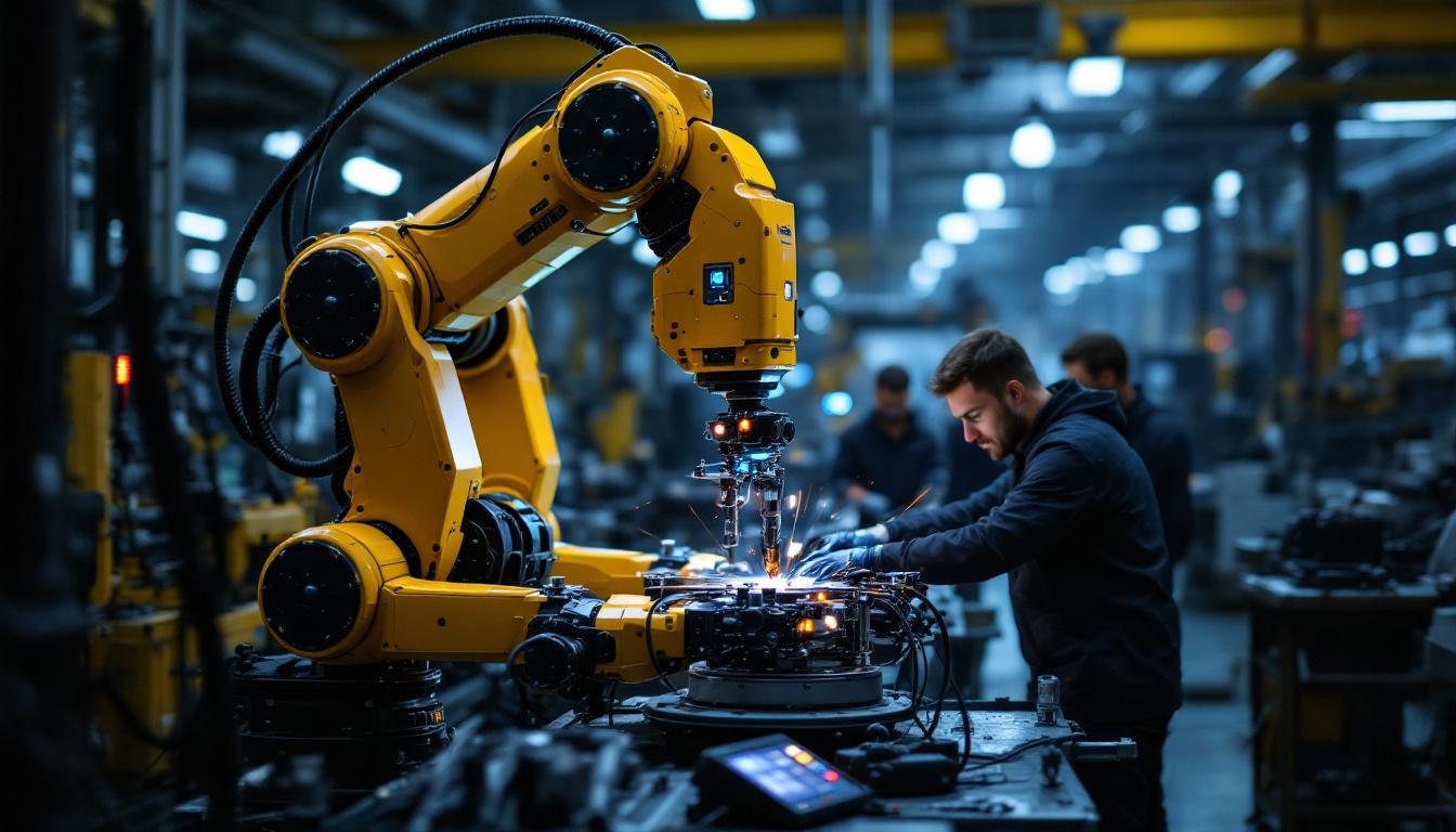 A photograph of a skilled industrial robot in action