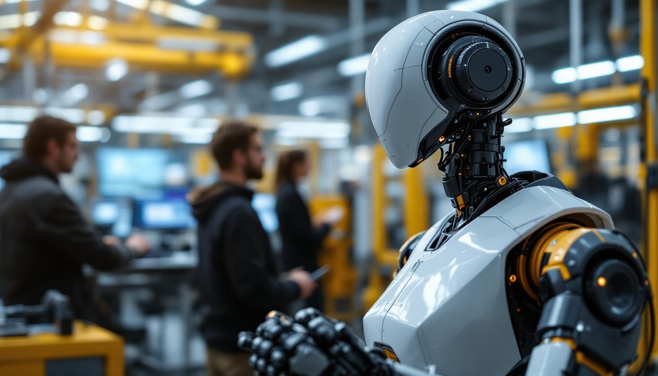 A photograph of a sleek industrial robot in action at the atlas institute