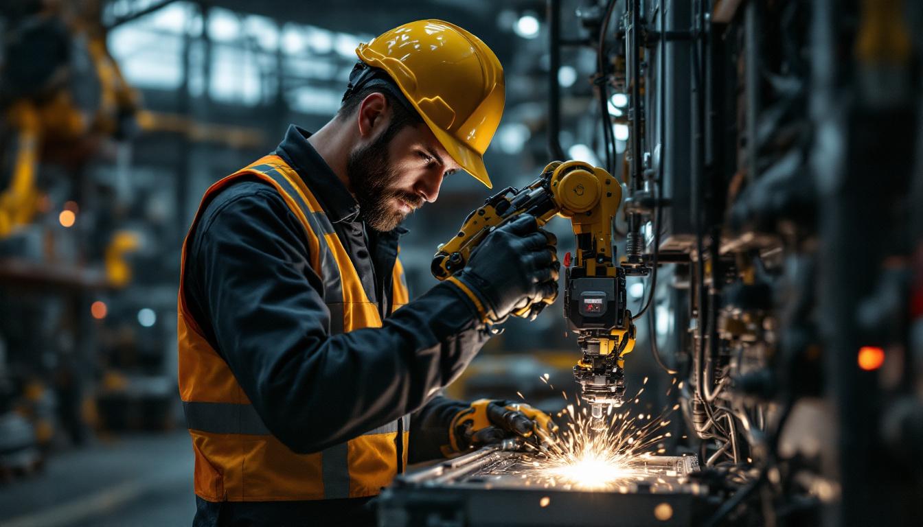 A photograph of a skilled master electrician at work