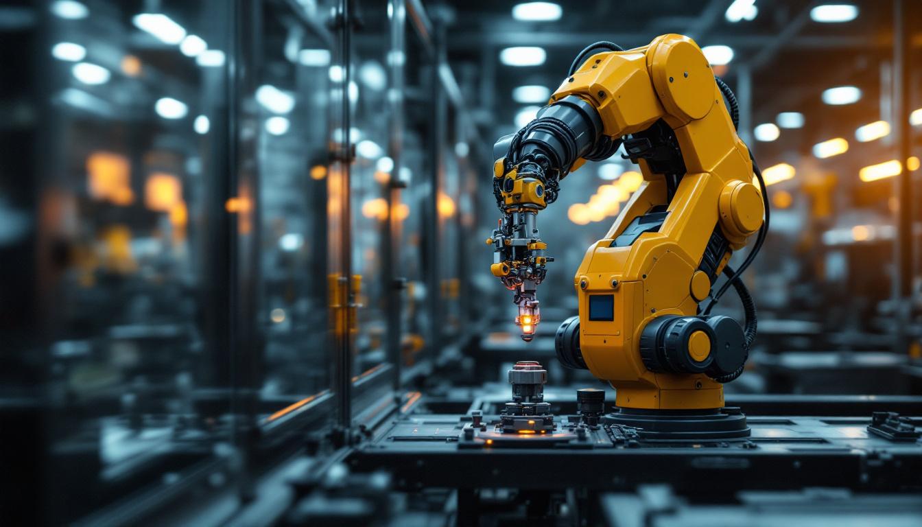 A photograph of a dynamic industrial robot in action