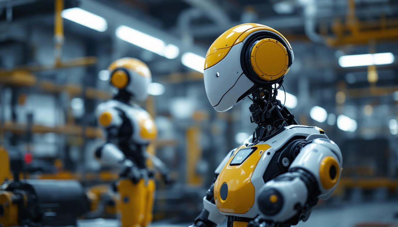 A photograph of a dogo robot in action within an industrial setting