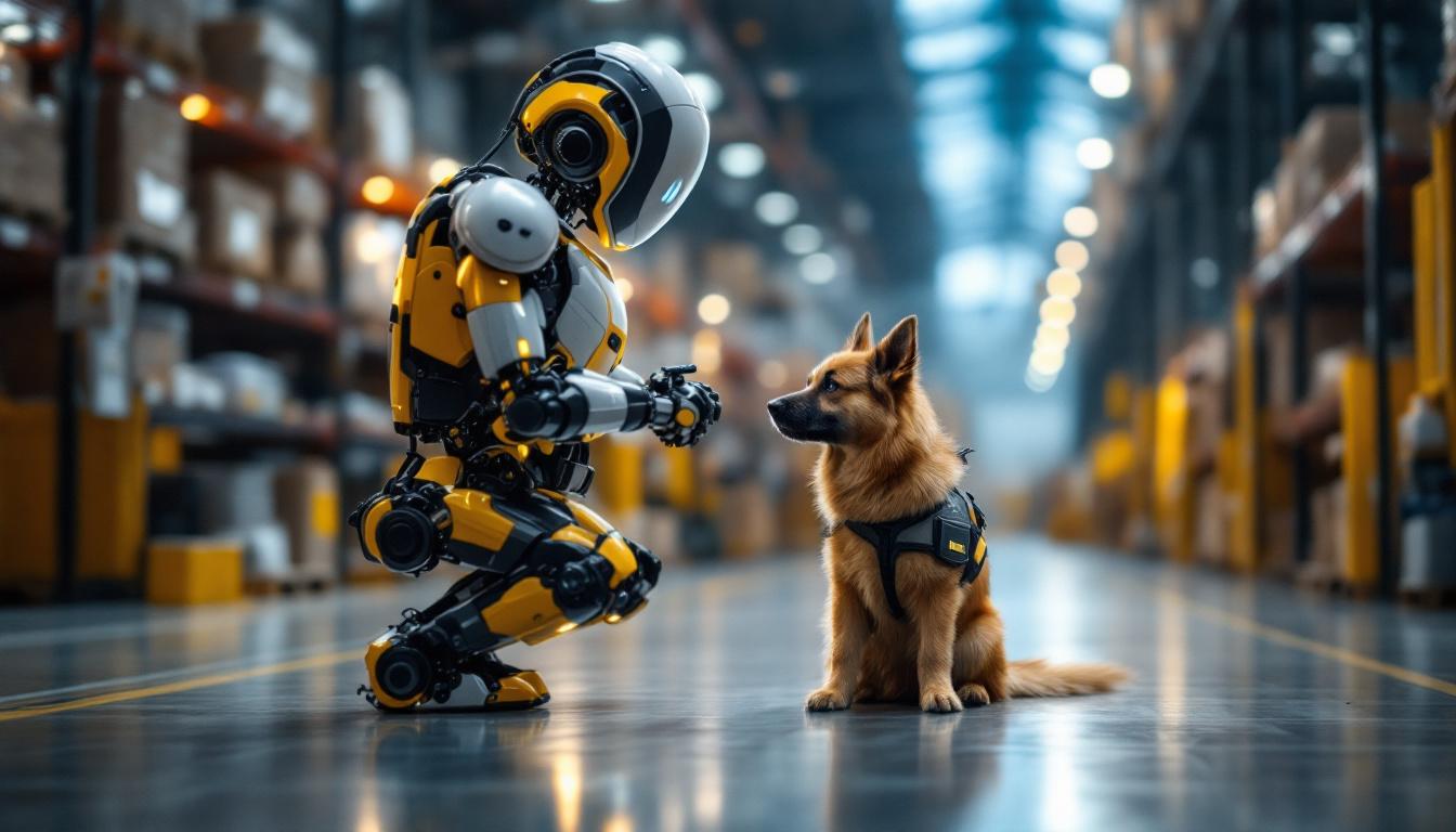 A photograph of a sleek industrial robot in action