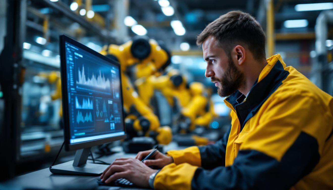 A photograph of a skilled technician meticulously annotating data on a computer screen