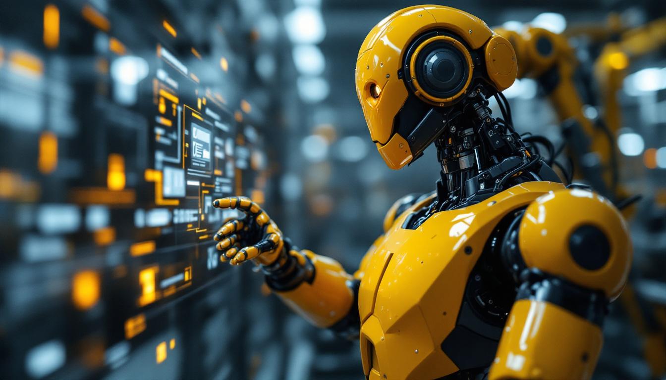 A photograph of capture a photograph of a modern industrial robot in action