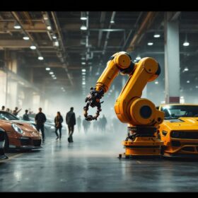 A photograph of a dynamic scene featuring a vibrant boston car meet