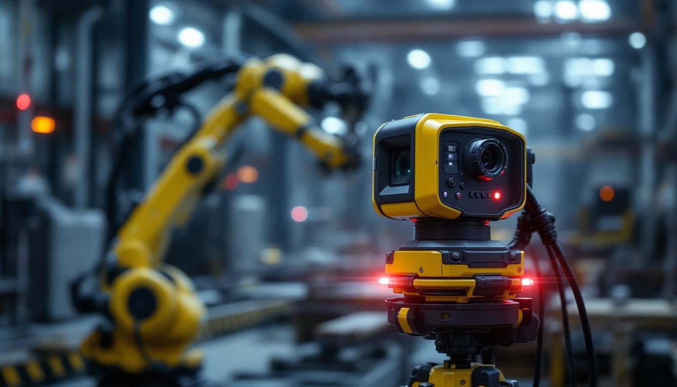 A photograph of capture a photograph of a leica laser scanner in action on an industrial site