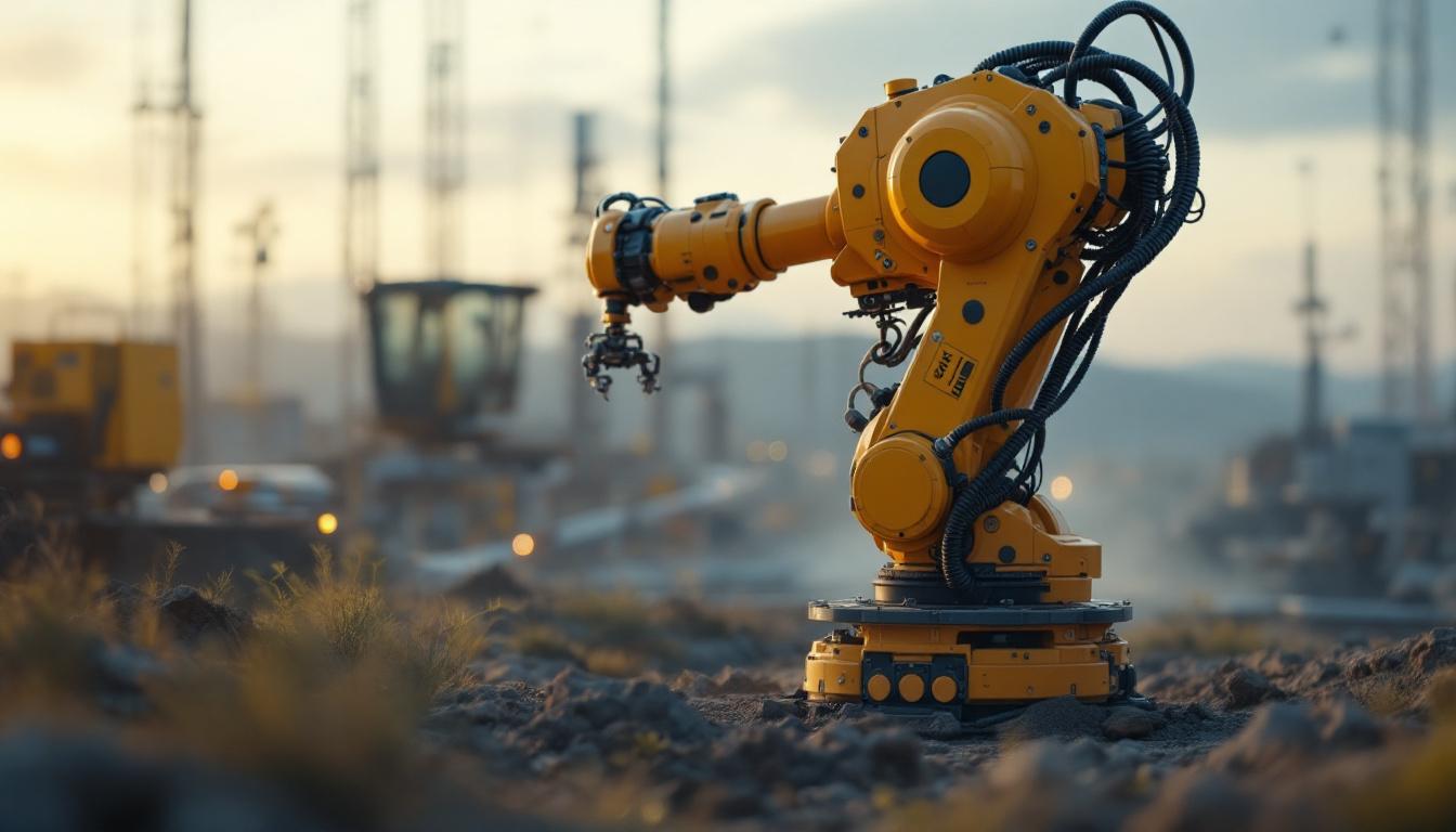 A photograph of a dynamic industrial robot in action at the fuente mission site